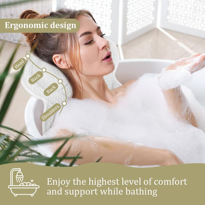 Bath Pillow, 4D Luxury Bath Bathtub Pillow &amp; Bath Ball Set, Ergonomic Mesh SPA Tub Pillow, with Non-Slip Suction Cups Ergonomic Home Spa Headrest for Relax Body Head(Butterfly Style, White)