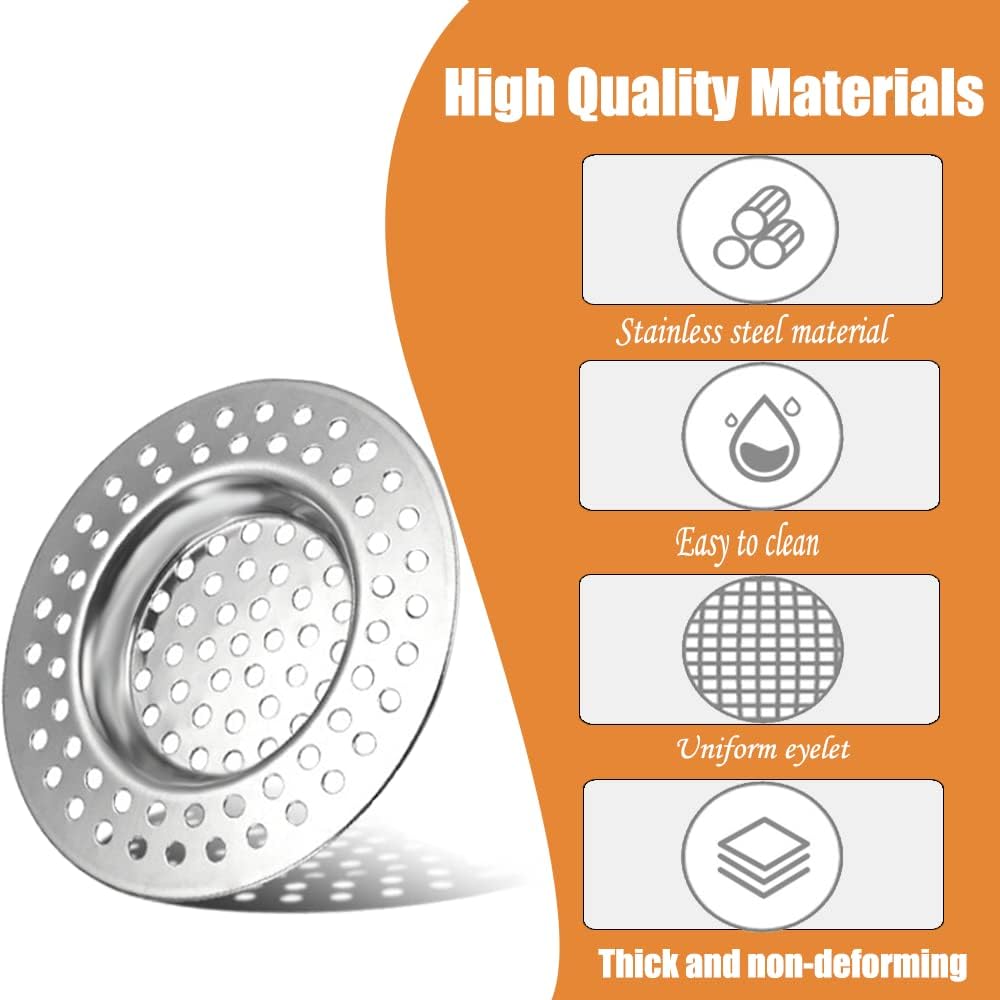 Stainless Steel Sink Filter, 2 Pcs Kitchen Sink Strainer Plug, Anti Clogging Drain Protector, Drainage Filter, Prevent Clogging, for Kitchen Sink (2.95 "/ 7.5 cm)