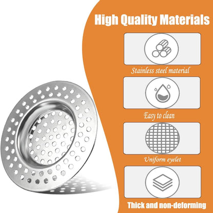 Stainless Steel Sink Filter, 2 Pcs Kitchen Sink Strainer Plug, Anti Clogging Drain Protector, Drainage Filter, Prevent Clogging, for Kitchen Sink (2.95 "/ 7.5 cm)
