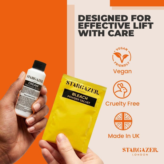 Stargazer Hair Bleach Kit with Powder &amp; Developer Cream - Hair Lightening for Pre-Colour Preparation - Easy Home Use - Cruelty-Free