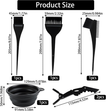 6 PcsHair Dye Bowl and Brush Kit, Hair Colouring Kit, Hairs Coloring Bleaching Kits: 3 PcsHair Dye Brush and Bowl Set, 2 Clips, 1 Mixing Bowls, for DIY Beauty Salon Home