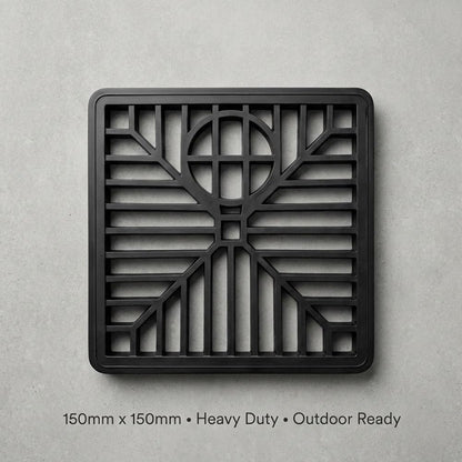 Square Outdoor Drain Cover 150mm x 150mm (6 x 6 in) Heavy Duty Drain Grate Cover for Gardens Patios Driveways Prevents Leaves and Debris Blocking Drainage Durable Weather Resistant for Outdoor Use