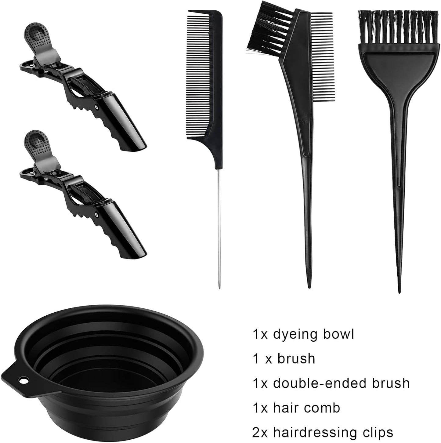 6PCS Hair Dye Kit, Colouring Tint Tool Brush Kit and Bleach Mixing Bowl Comb and Bowl Set Kit Diy Salon Professional Hairdressing &amp; Highlighting Kit for Men Women (6PCS)