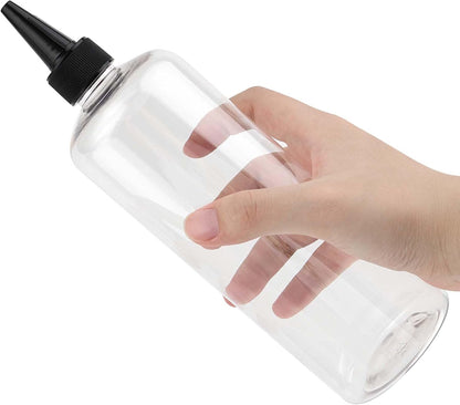 SEUNMUK 15 Pack Clear Applicator Bottle with Twist Cap, 500 ml Empty Plastic Squeeze Bottles Hair Oil Bottles for Hair Dyes, Pigments