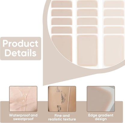 15 Pcs Tattoo Cover Up Patch – Ultra Thin 0.02 mm Invisible Body Concealer Sticker – Waterproof Sweatproof Cover for Tattoos Birthmarks – Fair Light Natural Skin Tones