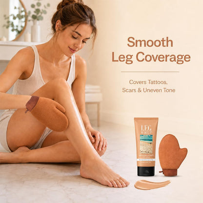 1Pcs Body Waterproof Leg Makeup Tattoo Cover Up Cream Full Coverage Foundation with 1 application glove for Daily Wear (Medium)