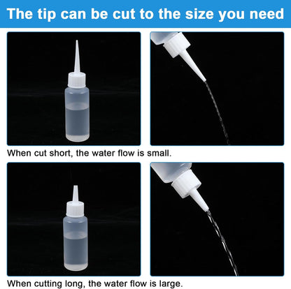 8 Pcs Small Squeeze Bottles, 50ml Tiny Applicator Bottle, Clear Empty Needle Tip Bottles for DIY Craft, Leak-Proof Hair Dye Bottle for Hair Dye, Paint Art and Liquids