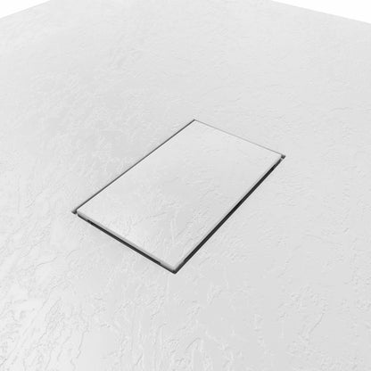 Aquariss White 1000x1000mm Square Shower Tray with Waste | Slate Effect, SMC Slip-Resistant Shower Base, for Bathroom Shower Enclosures Wet Room, Easy Installation, Ultra-Low Profile