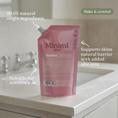 Miniml Hand Soap Wash Liquid 1L Refill - Cucumber &amp; Aloe Vera Infused Eco Friendly Hand Washing Gel for Soft and Sensitive Skin Care - 100% Vegan &amp; Cruelty Free