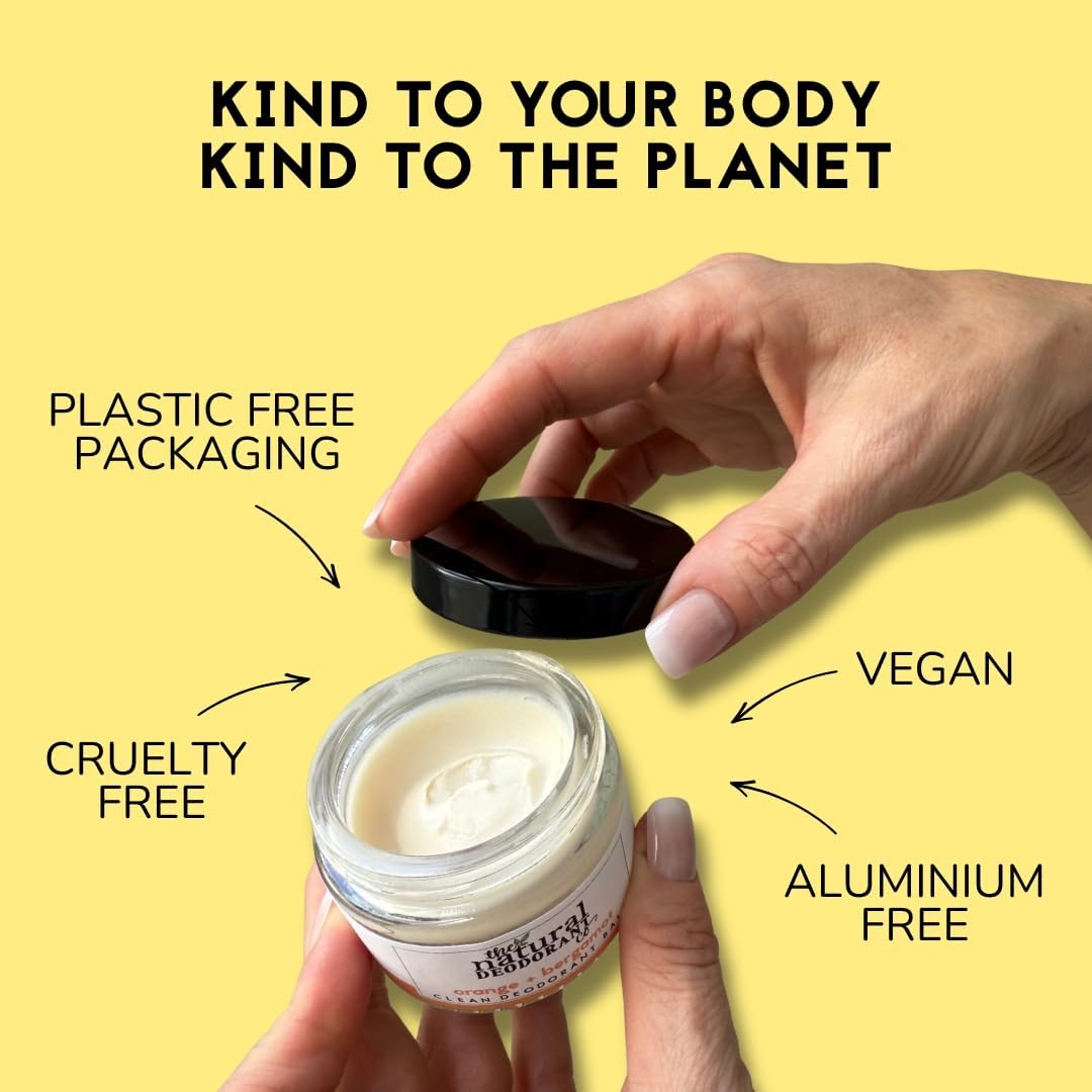 The Natural Deodorant Co, Clean Deodorant Balm Lemon &amp; Geranium 55g, Aluminium Free, Plastic Free, All Day Protection | Aluminum Free, Plastic Free, Natural Ingredients, Effective All Day Protection