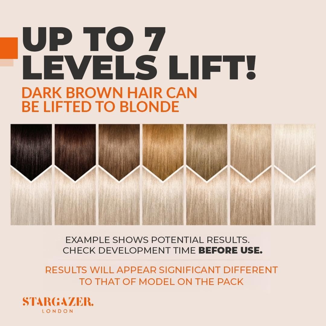 Stargazer Hair Bleach Kit with Powder &amp; Developer Cream - Hair Lightening for Pre-Colour Preparation - Easy Home Use - Cruelty-Free
