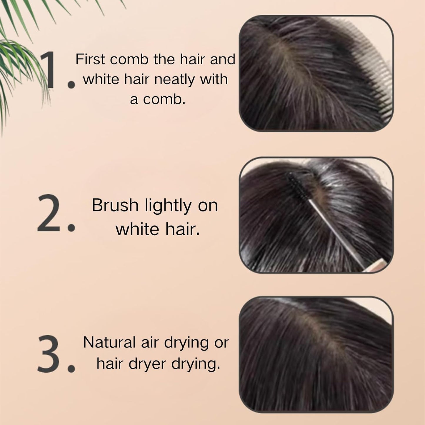 hair Root Colour Touch Up - Grey Cover Up - Semi-Permanent Hair Mascara - Waterproof Long Lasting - Beard (02 Dark Brown, 14ml)