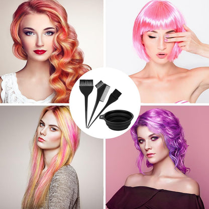 GAOHUI 4 Pcs Hair Coloring Brushes, Hair Dye Kit, Double Sided Hair Dying Brushes Tint Comb Set, DIY Salon Hair Dye Brush and Bowl Set with Hair Dying Mixing Bowl