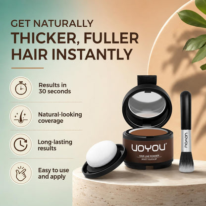 Root Touch Up Powder, Instantly Conceals Hair Loss &amp; Gray Roots, Water &amp; Sweat Resistant, Men &amp; Women's Thinning Hair Solution, Includes Brush (Dark Brown)