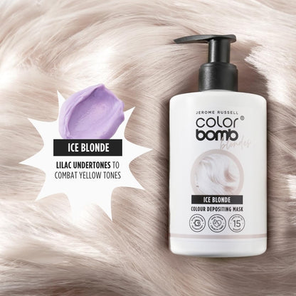 Jerome Russell ICE BLONDE Colour Bomb | Blonde Depositing Hair Mask | Nourishing, Semi-Permanent Colour &amp; Shine Treatment | Vegan &amp; Cruelty-Free | 300ml