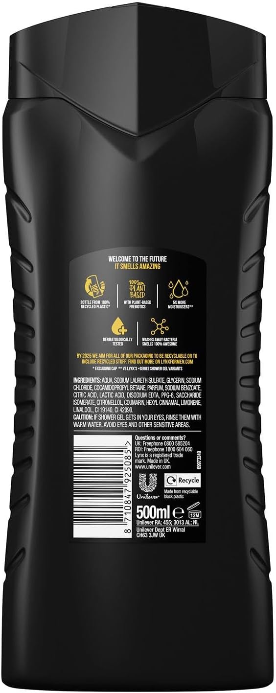 Lynx Limited Edition FIFA Africa 3-in-1 Body Wash shower gel with a mandarin &amp; sandalwood fragrance for an all day fresh &amp; clean feel 500 ml