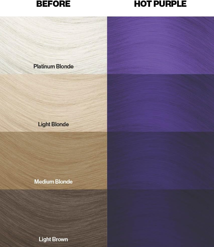 Crazy Color Vibrant Hot Purple Semi-Permanent Hair Dye. Highly Pigmented Royal Purple Conditioning &amp; Oil Nourishing Vegan Formula | No Bleach or Ammonia | 100ml