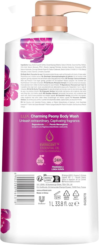 Lux Magical Orchid Body Wash 1L (1 Pack) &amp; Secret Poppy BodyWash 1L (1 Pack) &amp; Lux Charming Peony Body Wash 1L (1Pack) (Total 3 Packs)