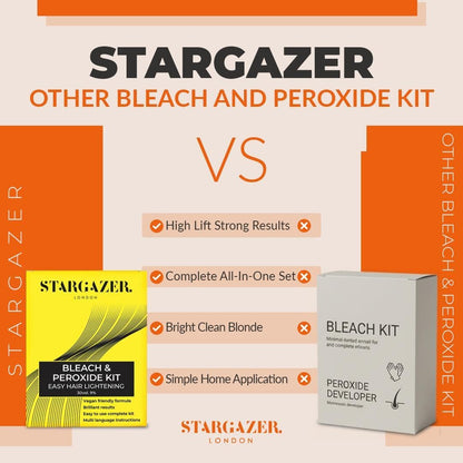 Stargazer Hair Bleach Kit with Powder &amp; Developer Cream - Hair Lightening for Pre-Colour Preparation - Easy Home Use - Cruelty-Free