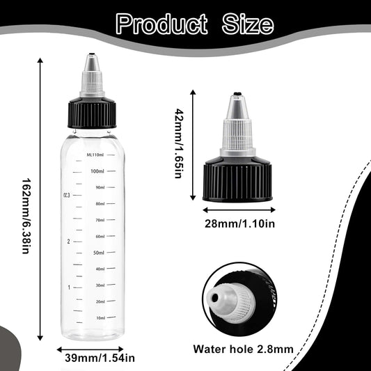 4PCS Hair Oil Applicator Bottle, 120ml Scalp Oil Applicator, Hair Color Squeeze Bottle with Scale Ratio Measurement Refillable Empty Liquid Container for Salon Hair Coloring Paint Art Glue