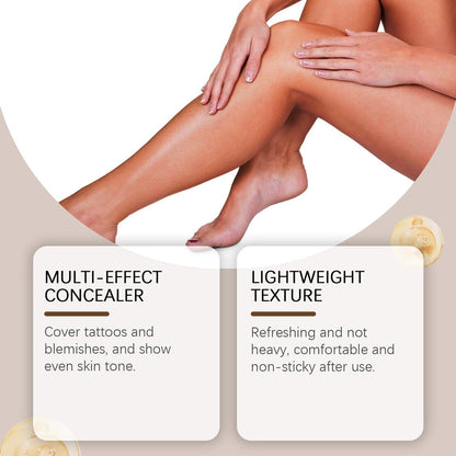 Body Coverage Perfector Waterproof, Leg Makeup Waterproof No Transfer, Tattoo Cover Up Cream, All Over Complexion Perfector with Extra Large Body Makeup Brush, Long Lasting Moisturizing Concealer