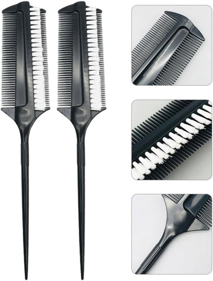 Hair Dye Applicator Brush Double Sided 2pcs Plastic Portable Hair Coloring Comb for Barber and Treatment