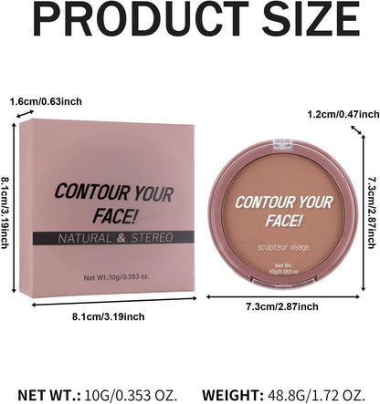 Bronzer Contour Palette Powder, Natural Looking Make up Palettes, 3D Make-up Deep Reddish Brown Matte Long Lasting Sweat Resistant, Waterproof Smooth Contouring Makeup for Women