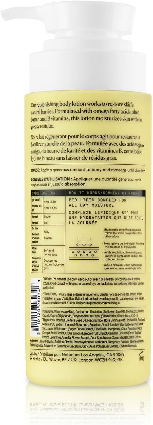 Naturium Bio-Lipid Restoring Moisturising Body Lotion with Shea Butter, Fragrance Free | 14 FL OZ /414 ML