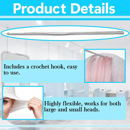 Silicone Highlighting Cap with Pre Drilled Holes, Reusable Professional Unisex Hair Streaking Cap with Hair Picking Hook for Hair Coloring Dyeing Staining, Salon and Home Use (White, 1 Pcs)