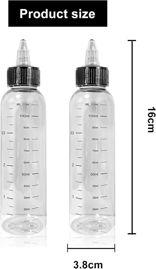 2pcs Hair Oil Applicator Bottle,Squeeze Oil Applicator Bottle,110ml Hair Dye NozzleBottle HairColor SqueezeBottle with Scale Ratio Measurement Refillable Empty Liquid Container for Salon HairCare