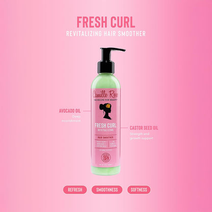 Camille Rose Fresh Curl 2 in 1 Hair Styling Cream and Detangler Gel, Nourishing and Styling, Avocado and Castor Oil, 240 ml (Pack of 1)