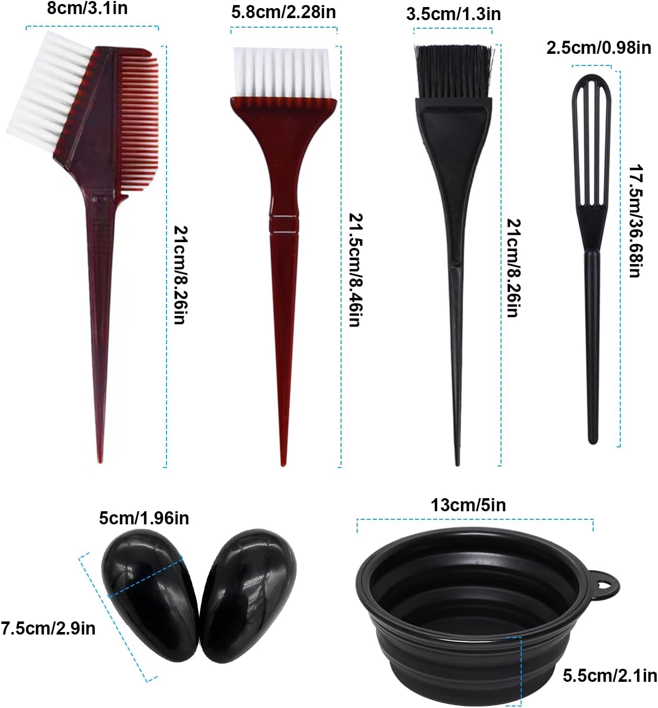 22Pcs Hair Colouring Kit, Hair Dye Bowl and Brush Set for DIY Hair Dyeing &amp; Bleaching- Includes Dye Bowl, Brush, Earmuffs, Mixing Spoon, Gloves, Shawl &amp; Shower Cap