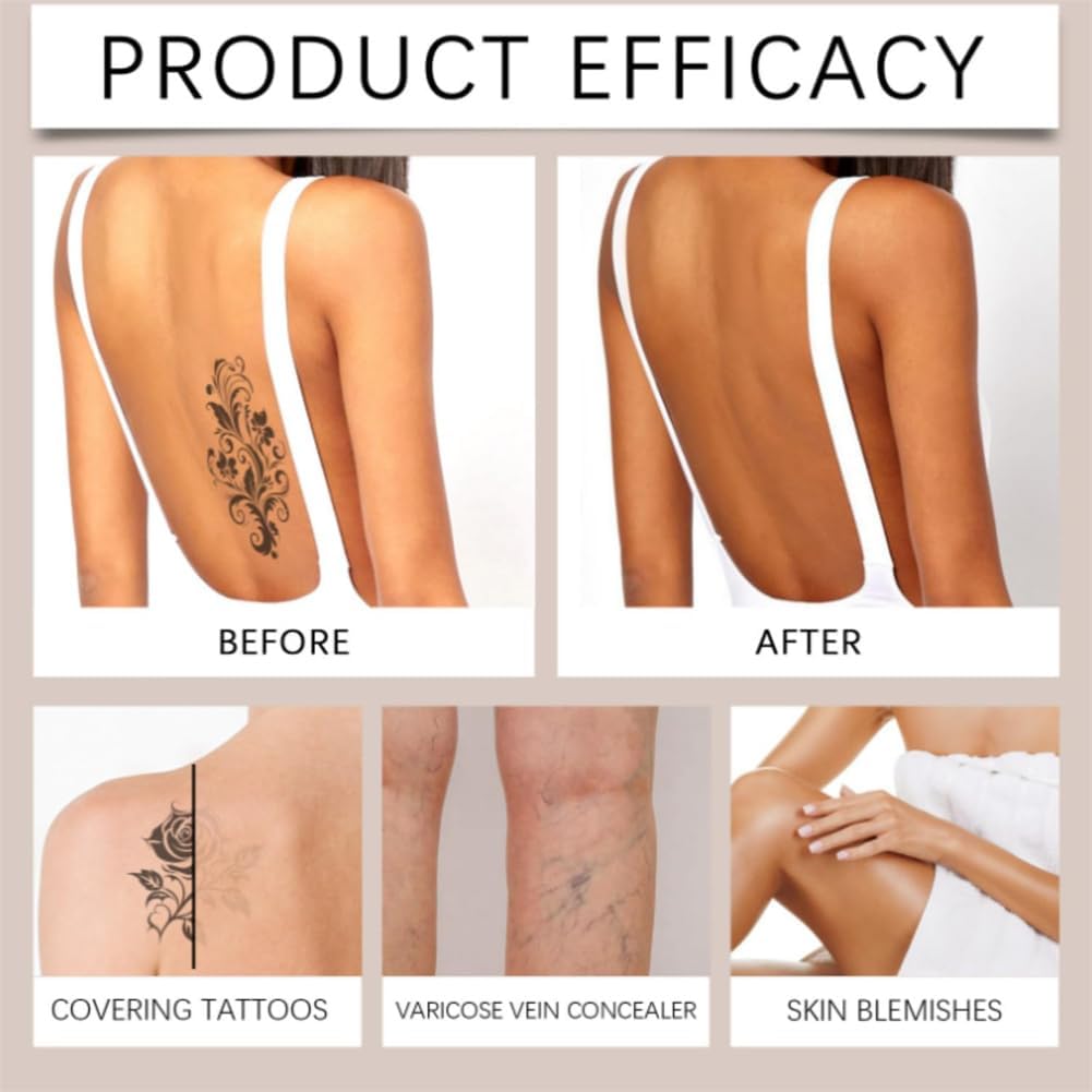 Body Perfector Body Foundation &amp; Body Concealer,Body Coverage Perfector Waterproof,Leg Makeup &amp; Tattoo Cover Up Cream, All Over Complexion Perfector with Extra Large Body Makeup Brush (#02)