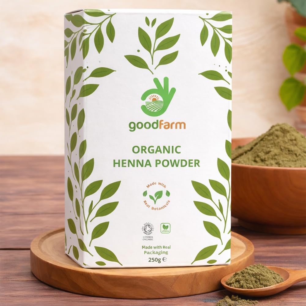 Organic Henna Powder 250g (5 x 50g Convenient Sachets) | Plant-Based Hair Colour | Single-Ingredient, Certified Organic | No Peroxide, No Ammonia, No Parabens