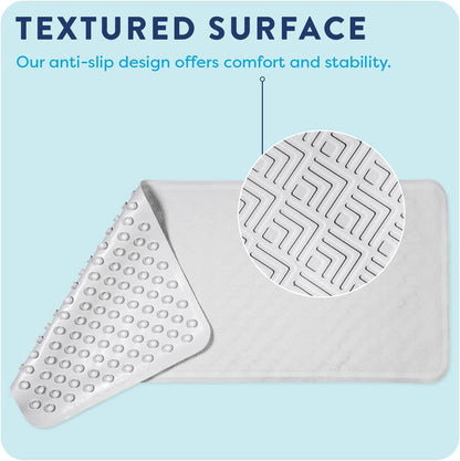 Croydex Rubagrip Bath Mat Non Slip Anti Mould for Inside Bath (74x34cm) | Slip Resistant | Secure Grip Suction Cups | Easy to Clean | Natural Rubber | Anti-Bacterial | Textured Surface