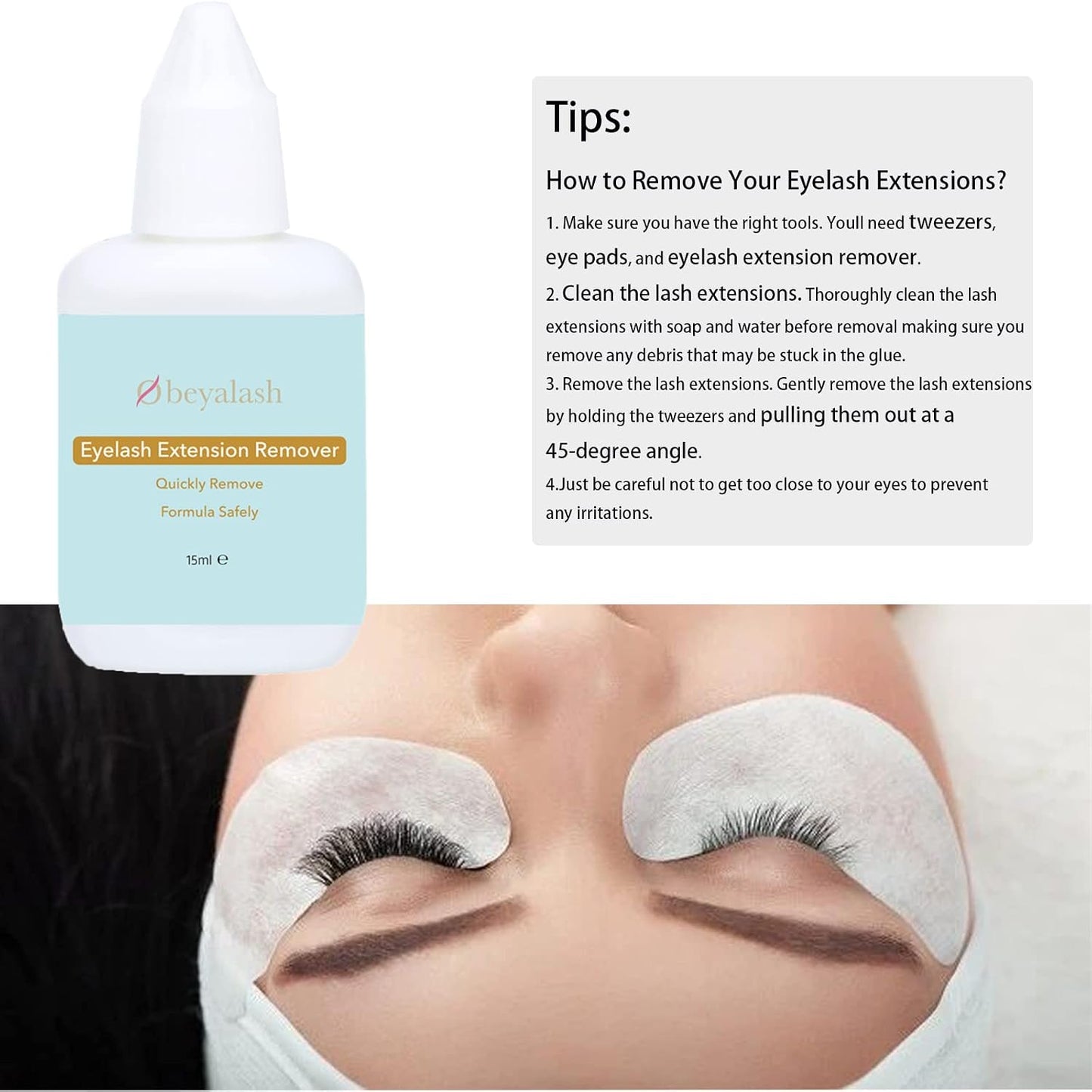 Obeyalash Eyelash Remover for Extensions Eyelash Extension Remover Individual Eyelashes Extensions 15ml Lash Extension Remove for Artist of Grafting Liquid Remove