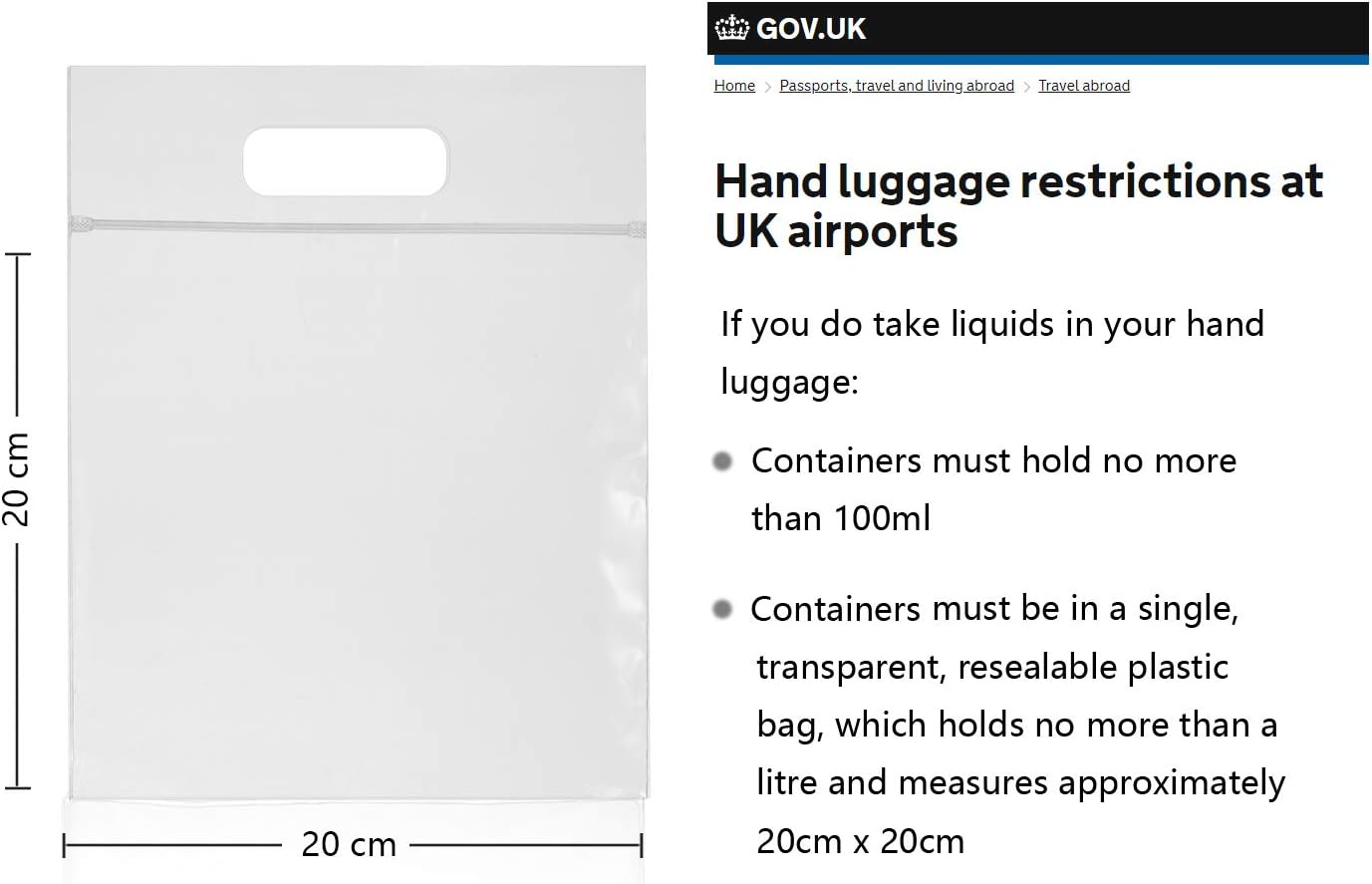 6Pcs Airport Security Liquid Bag Clear Toiletry Bag Flight Clear Liquid Bag 20cm x 20cm Airport Liquid Bags Reusable Bag Approved by EU &amp; UK Hand Luggage Regulations