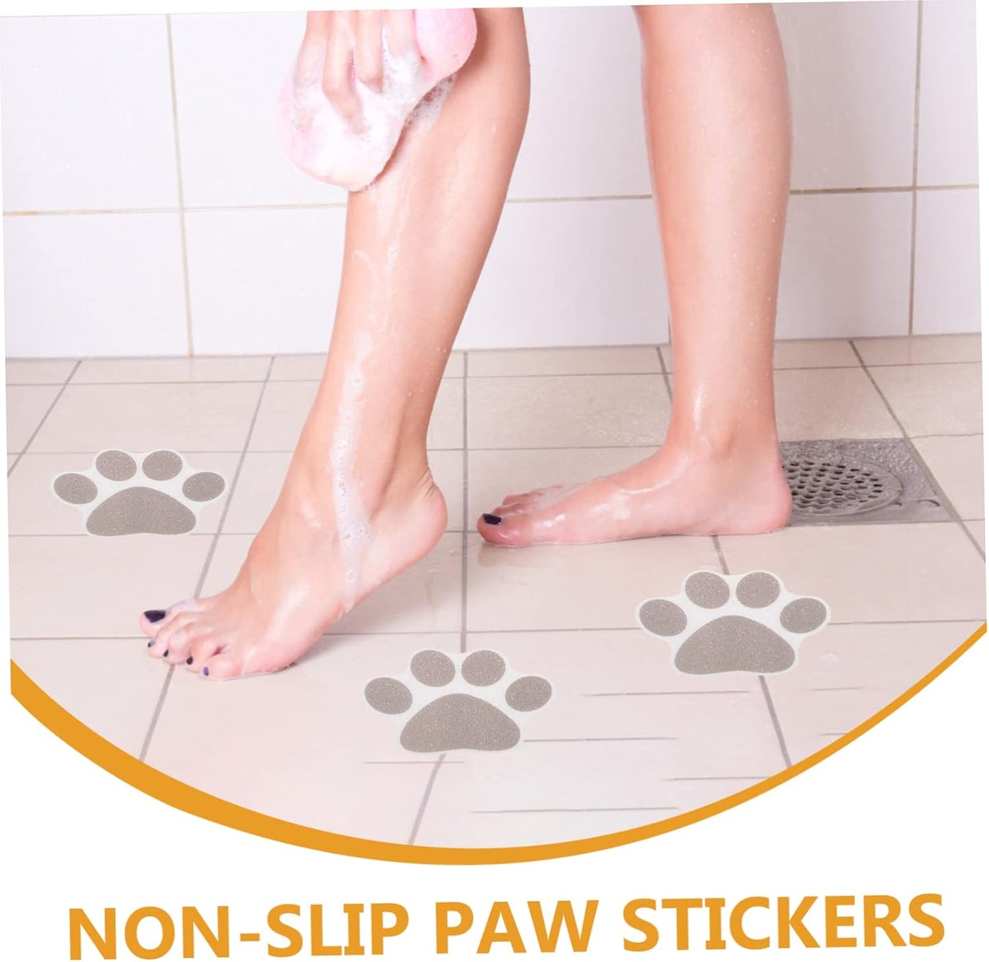 10Pcs Paw Print Non Slip Bath Stickers Self Adhesive Anti Slip Shower Floor Decals for Bathroom Safety on Tub Walls Stairs and Floors