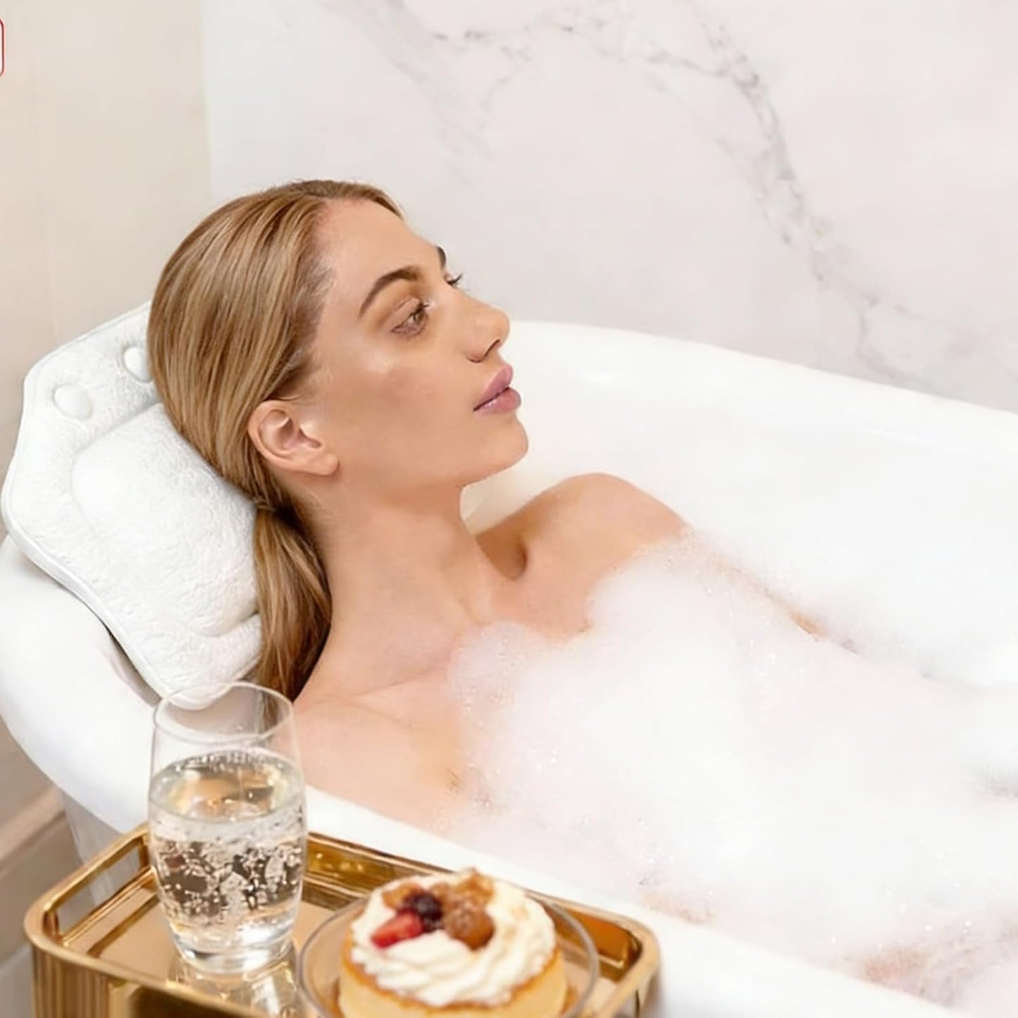 Bath Pillow for Bathtub, 2 Pcs Waterproof Strong Suction Cups Bath Pillows with 1pairs Bath Gloves for Neck and Head