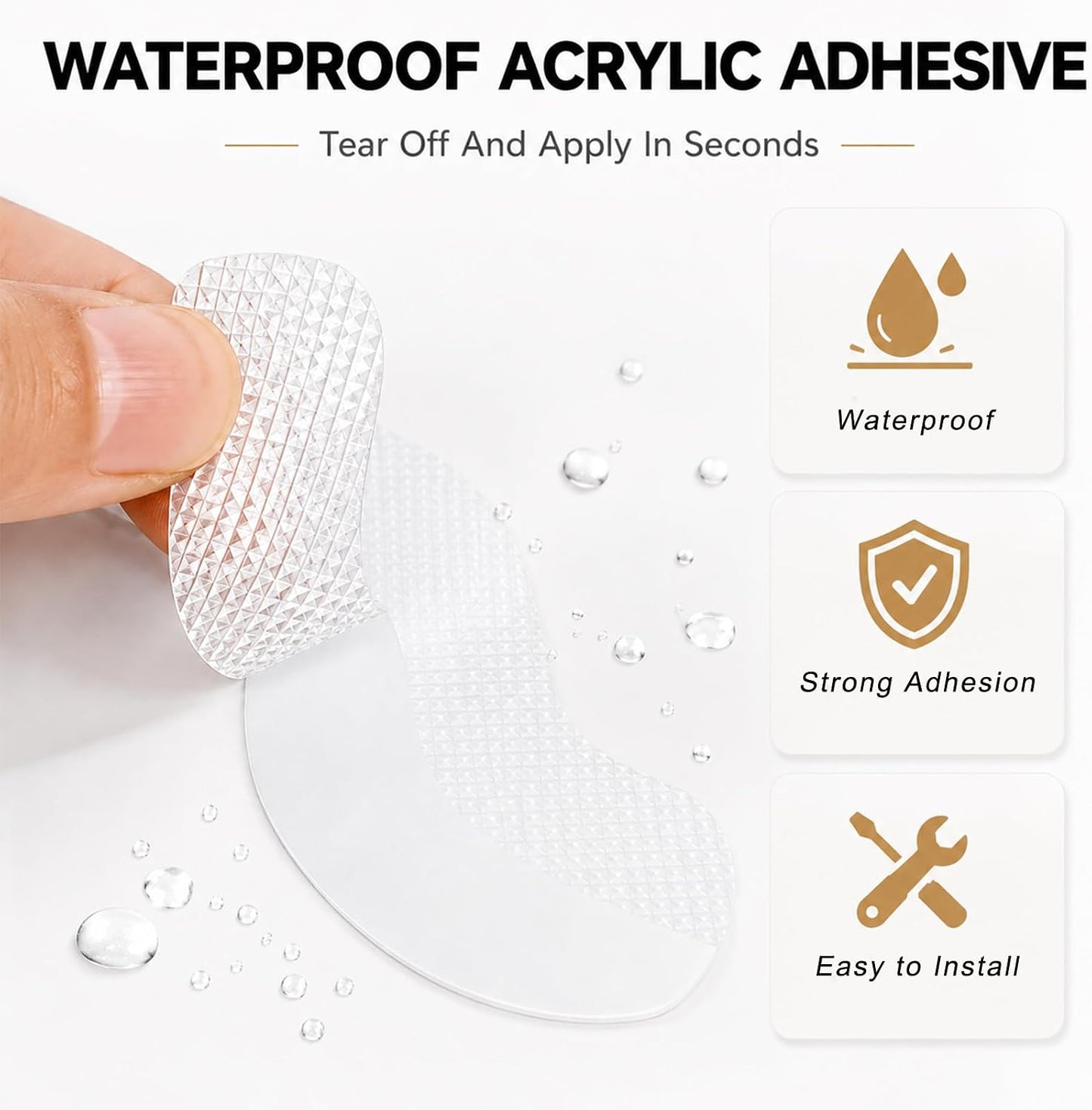 36PCS Non Slip Bath Stickers, S-Wave Anti Slip Shower Stickers for Safety, Transparent Self-Adhesive Bathtub Strips for Bathroom, Stairs, Wet Floors, Kitchen - Includes Scraper