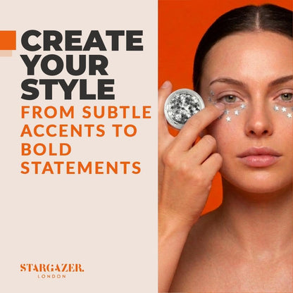 Stargazer Silver Star Face &amp; Body Glitter - Makeup Stars for Face, Body &amp; Festival Looks - Party &amp; Costume Makeup - Cruelty-Free