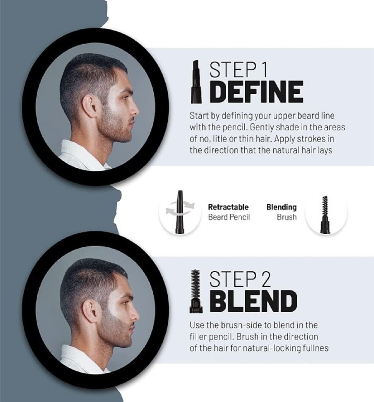 VOID Homme Beard Filler Pencil (Light Brown) Instant Beard Filler Pen for Thicker Beards, Mens Beard Pen, Beard Colouring Beard Filler Pen for Beard Filling &amp; Beard Thickener, Waterproof Beard Pencil
