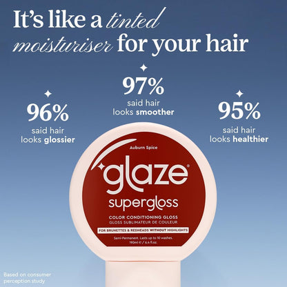 Glaze Supergloss Color Conditioning Gloss – Hydrating Semi-Permanent Colour Hair Gloss &amp; Shine Boost – Colour Depositing Mask - Vegan, Cruelty-Free – 190ml - Auburn Spice - Auburn Red