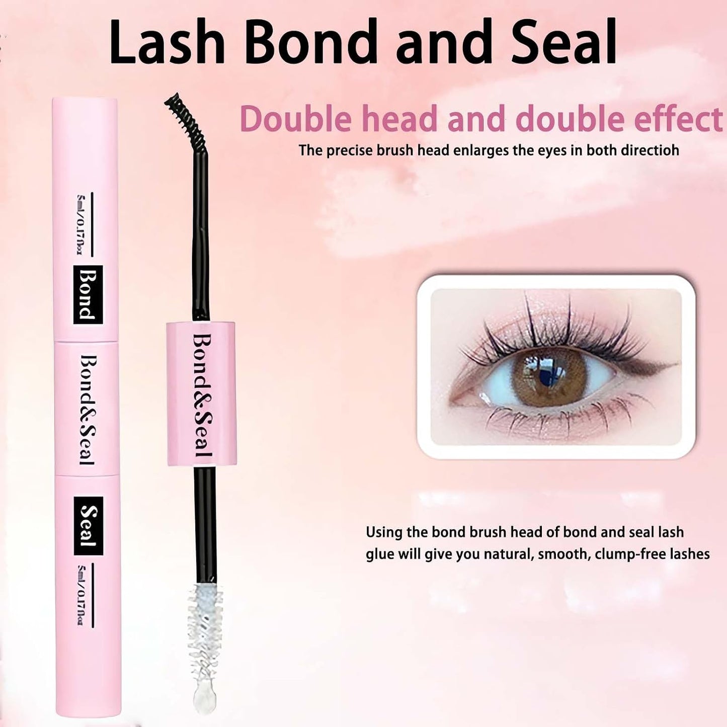 2-in-1 Lash Bond &amp; Seal, Strong Hold Cluster Lash Glue for DIY Eyelash Extensions, Individual-Lashes Glue for Sensitive Eyes
