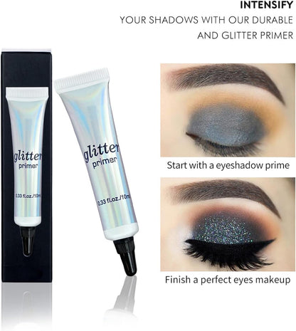 Glitter Eyeshadow Primer, Long Lasting &amp; Smudgeproof Eye Makeup Base Gel, Matte Eyeshadow Base for Oily Lids, Pack of 3