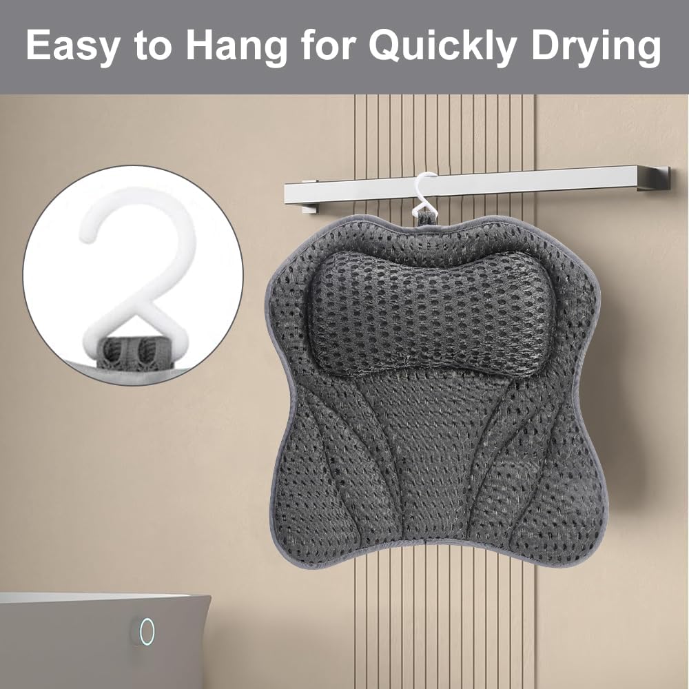 Bath Pillow – Bath Cushion for Head and Neck, Soft 4D Air Bathtub Pillow with Ergonomic Design, Perfect for Relaxing Baths and Spa at Home