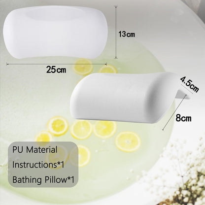 Luxury Bath Pillow for Tub - Waterproof Bath Pillow with 2 Strong Suction Cups, Ergonomic Neck &amp; Back Support for Relaxation | Spa &amp; Bath Accessories for Adults, Home Spa Gift Idea - White