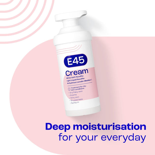 E45 Moisturising Cream 500g for Dry, Itchy &amp; Sensitive Skin, Emollient | Helps soothe dry, itchy skin - Non-greasy, fast-absorbing and dermatologically tested