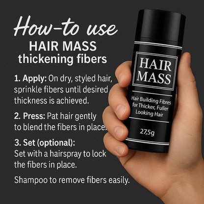 Hair Building Fibres for Thinning Hair – Natural &amp; Undetectable Hair Loss Concealer – Wind &amp; Sweat Resistant – 27.5g (Black)
