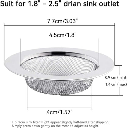 Stainless Steel Bathroom Shower Hair Filter Catcher Drain Cover Kitchen Sink Plug Strainer Hole Cover (Pack of 2)